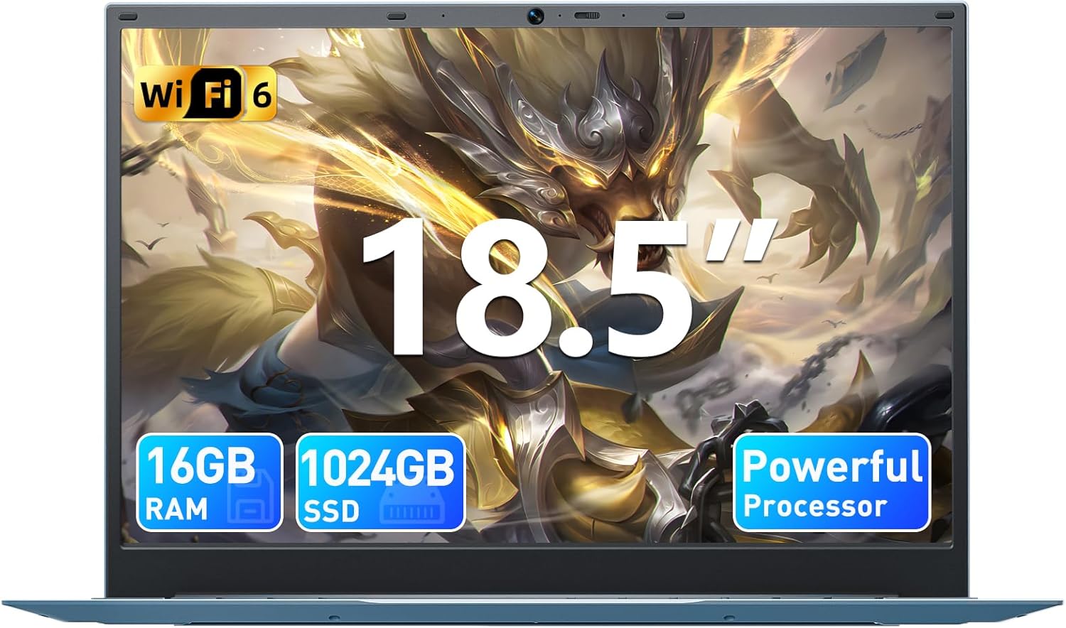 18.5 Inch Laptop, 16GB RAM 1TB SSD, Windows 11 Home, 180° Foldable Display, 8000mAh Battery, Full-Featured Type-C, WiFi 6, HDMI, Business Student Ordinateur Portable
